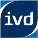 Logo des IVD in blauer und weißer Farbgestaltung mit dem Schriftzug 'ivd'.